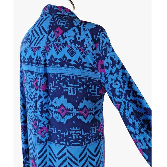 Tori Richard Size 2 Silk Popover Dress Long Sleeve Geometric Blue Pink - Picture 5 of 10